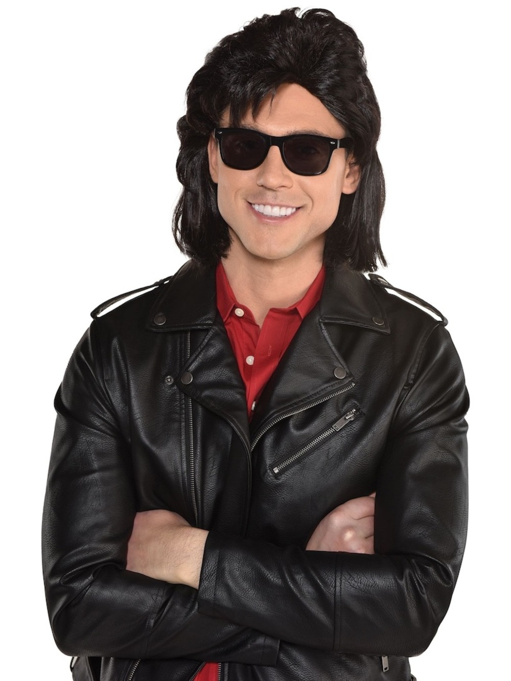 Classic Black Faux Leather Biker Jacket - Men
